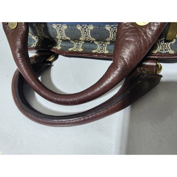 Authentic Céline Vintage Macadam Denim Boogie Handbag Blue/Brown - Picture 8 of 13